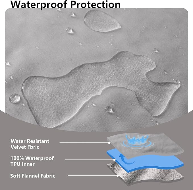 Tuffeel Waterproof Blanket for Couch, Leak Proof Dog Bed Blankets Reversible, Pet Throw Sofa Furniture Protector Machine Washable-68 x82,Light Grey+Dark Grey