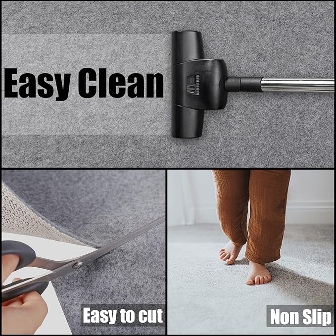 Non Slip Rug Pad Grippers - 2.5x9 Ft, 1/4" Thick, Felt + Rubber Double Layers Area Carpet Mat Tap, Provides Protection and Cushioning for Hardwood or Tile Floors