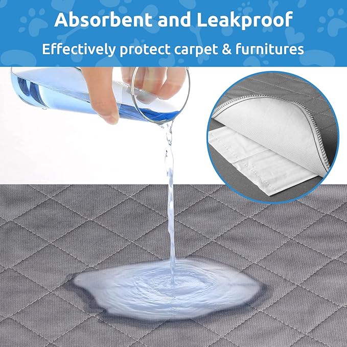 Washable Reusable Dog Pee Pads, 34"x52" Absorbent & Waterproof Puppy Training Pad for Crate, Playpen & Carpet, Large Potty Pads for Dogs, Cats & Small Pets
