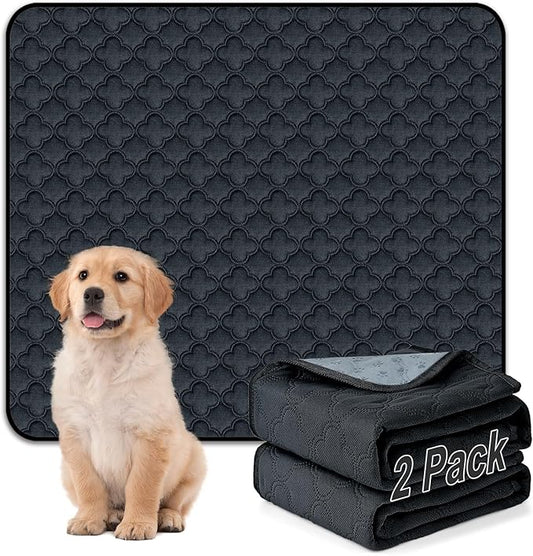 Washable Pee Pads - 2 Pack Reusable, Waterproof, Super Absorbent Dog Training Pads with Non-Slip Backing (Dark Grey, 41" X 41")