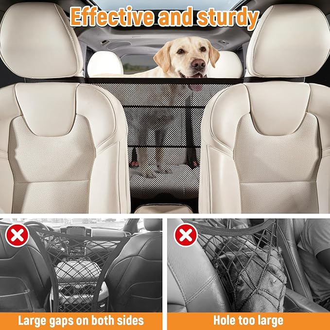 Dog Car Barrier,Dog Net for Car Divider,Pet Barrier with Mesh Organizer,Universal for Car,SUV,Truck