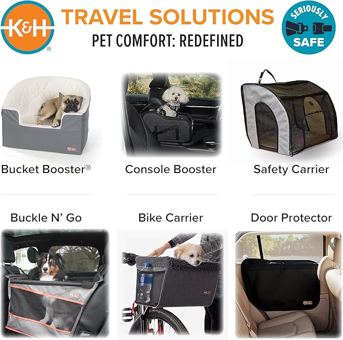 K&H Pet Products Car Door Protector for Dogs, Waterproof Interior Pet Car Door Protector from Dog Scratching, Stay Put Cover Design, Fits Most Vehicles, Washable - 27 x 19in Black 2 Count (Pack of 6)