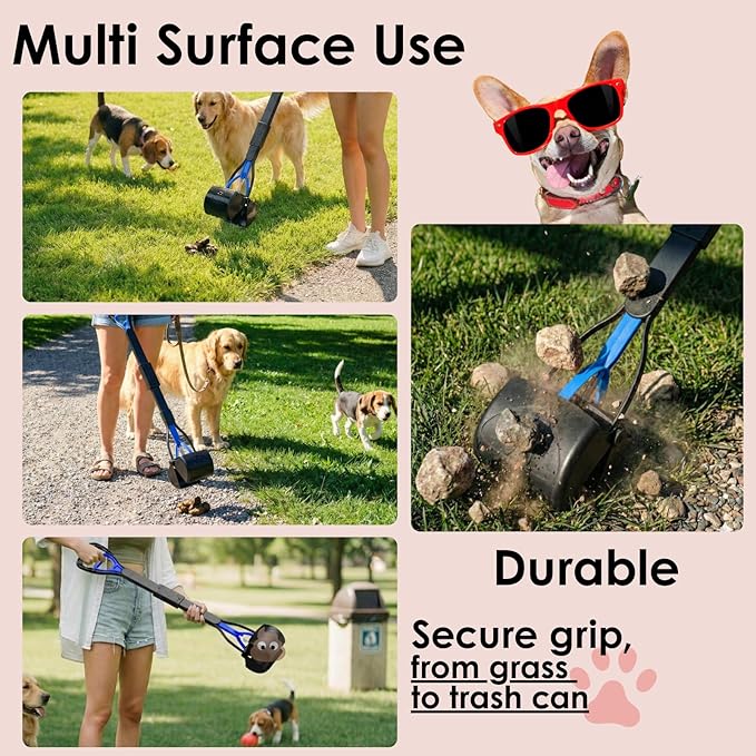 TIMINGILA Pooper Scooper 28" Long Handle Portable Pet Poop Scooper for Large and Small Dogs,High Strength Material and Durable Spring,Great for Lawns, Grass, Dirt, Gravel