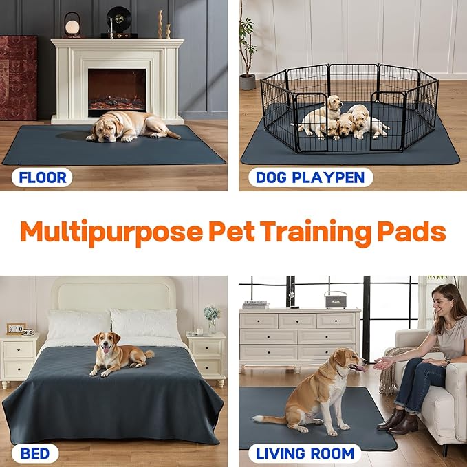 Washable Dog Pee Pads Extra Large 84"x120", Super Absorbent, Non-Slip, Reusable Puppy Pads for Playpen, Crate, Floor, Waterproof Pet Training Mats for Quick-Dry Whelping Pads & Incontinence