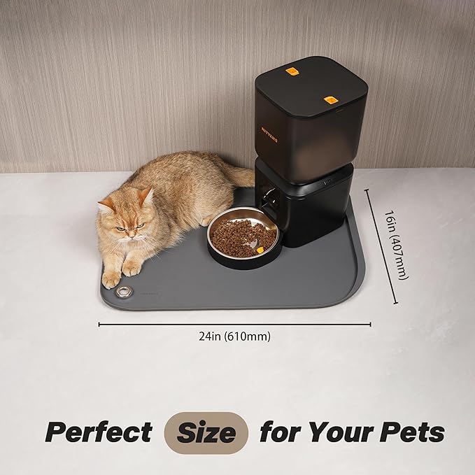 Dog & Cat Mat for Food and Water - Nityers Dog Food Mat for Floors Waterproof with Pocket, High Raised Edges, Thicker BPA Free Silicone, Pet Feeding mat for Bowl, Automatic pet Feeder, Water Fountain
