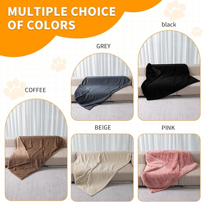 Wowchine Pet Throw Blankets for Dogs Gray Cozy Waterproof Fluffy Long Faux Fur Dog Cat Calming Blanket for Couch Sofa Cover Furniture Protection, Gray XS-28x20in