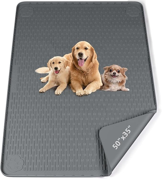 Pee Pads for Dogs, 50" x 35" Extra Large Reusable Silicone Mat, Washable Puppy Training Pads for Potty Training, Non-Slip, Leak-Proof, Indoor Floor Protection (Dark Grey)