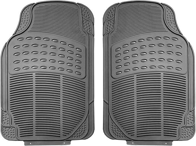 FH Group Automotive Floor Mats Climaproof for All Weather Protection Universal Fit Trimmable Heavy Duty fits Most Cars, SUVs, and Trucks, 2pc Front Set Solid Gray