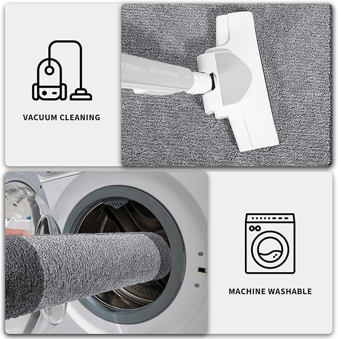 PURRUGS Dirt Trapping Door Mat 24" x 36", Non-Slip Machine Washable Entry Rug, Entrance Mat, Indoor Front Door Mat, Super Absorbent Entryway Rug for Muddy Shoes & Paws, Light Grey & Grey