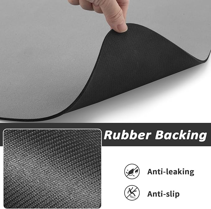 Dog Food Mat - Absorbent Cat Mat for Food and Water, No Stains Pet Feeding Bowl Mat, Easy to Clean Pet Placemats, Quick Dry Dog Water Dispenser Mat for Messy Drinkers | Paw Grey 16"x 24"