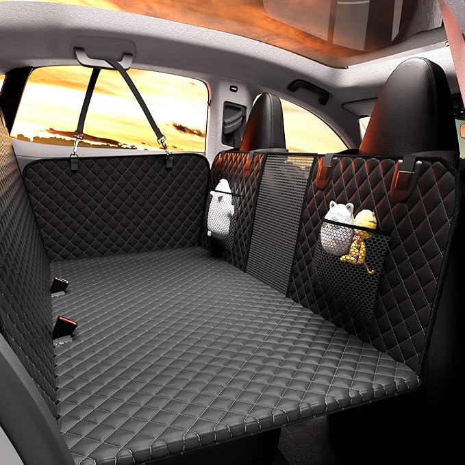 Chilino Back Seat Extender for Dogs - Large Space, Waterproof Dog Car Seat Cover for Back Seat with Hard Bottom Holds 420lbs, Upgraded Material Waterproof Pet Car Bed Dog Hammock for Car, SUV,Truck