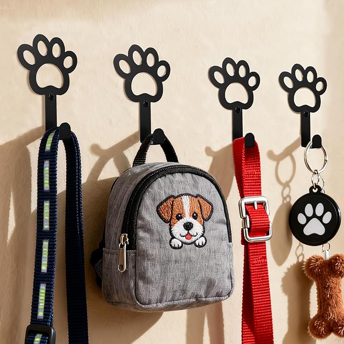 8PC Dog Leash Hooks for Wall Cute Metal Cat Leash Holder Wall Mounted Key Hooks Pet Accessory Holder for Entryway Hallway Kitchen Office, Pet Themed Gifts, Great Gift for Dog and Cat Lovers