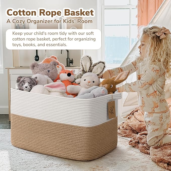 Goodpick Woven Storage Baskets for Organizing 22”x17”x12” Large Blanket Basket for Living Room Bedroom, Dog Toy Basket with Handles, Stylish Gift Baskets Empty for Home Décor