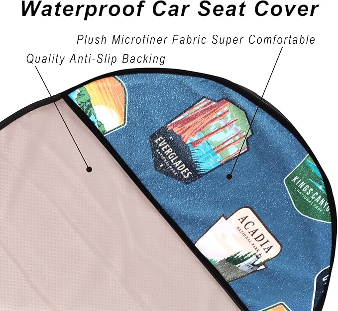 Car Seat Cover Protector Front Seats,for Gym Workout,Running,Swimming,Beach and Hiking,Waterproof Sweat Towel Bucket Seat Covers for Cars SUV Trucks (National Parks, 1Pcs)
