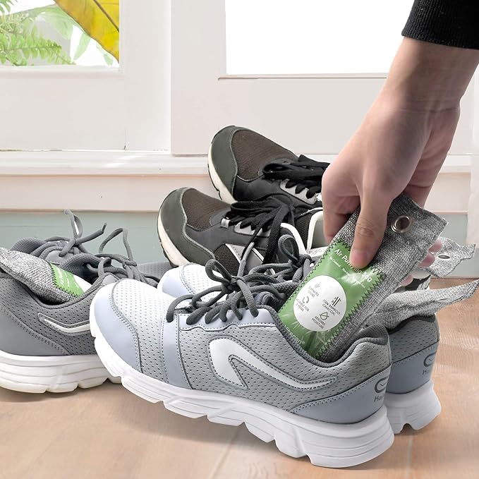 12 Pack Bamboo Air Purifying Bag, Activated Charcoal Bags Odor Absorber, Moisture Absorber, Natural Car Air Freshener, Shoe Deodorizer, Odor Eliminators For Home, Pet, Closet (6x50g, 6x150g)