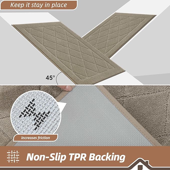 BEQHAUSE Dirt Trapper Door Mat 36" x 60", Doormat Non-Slip Entryway Rugs Washable, Dog Door Mat Stain Resistant and Absorbent Welcome Floor Mat for Front Back Door, Mud Wet Shoes & Paws, Beige