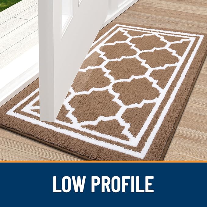 Buganda Indoor Door Mat, Dirt-Resistant and Absorbent Doormat, Anti-Slip, Low Profile Floor Mats for Inside Entryway, Front, and Back Door Entrance (36x24 Inches, Brown)