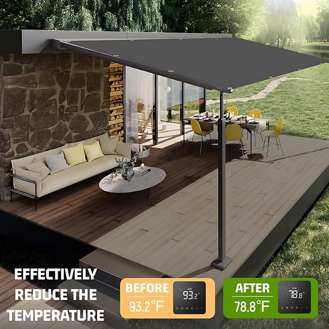 SUNNY GUARD Shade Cloth 4'x8'FT Sun Shade Screen Fabric HC-072 Shade Cover Tarp with Grommets for Pergola Backyard Garden,Dark Grey