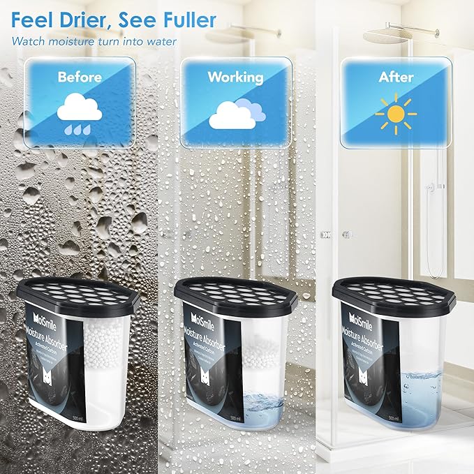 Moisture Absorbers 12 Pack, Activated Carbonfor Closet Dehumidifier Moisture Absorbers, 10.5 oz Refillable Humidity Absorber Boxes for Closet, Car ＆ Basement