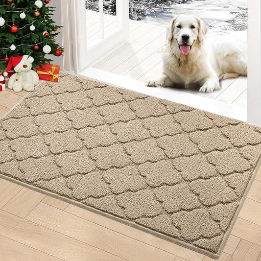 Timo Entryway Rug, Door Mats Indoor 32"x40" Absorbent Rubber Backing Non Slip Indoor Doormat, Machine Washable Resist Dirt Low Profile Door Mat, Front Door Rugs for Muddy Wet Shoes, Beige