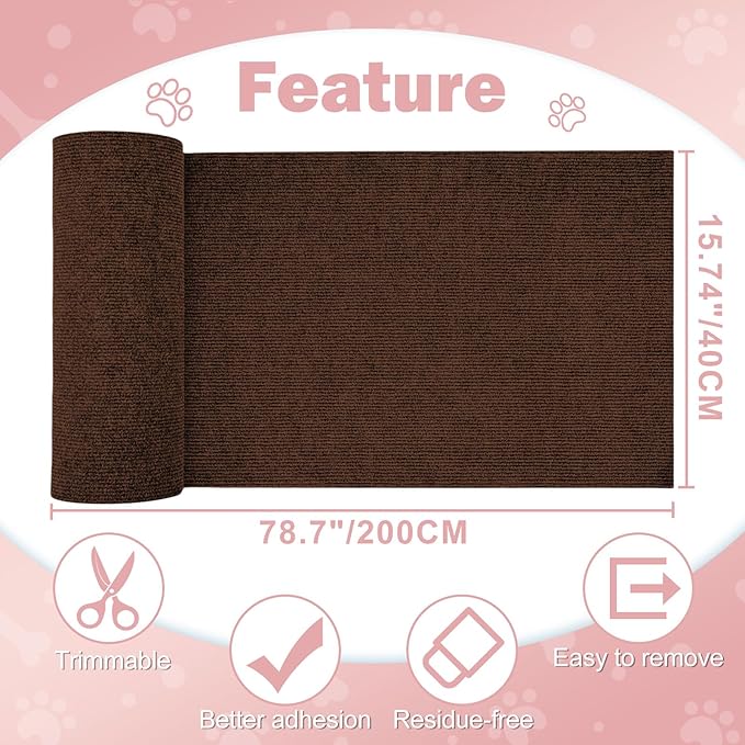 ENONCI Anit Cat Scratch Couch Furniture Protector,78.7x15.8 Cat Wall Corner Scratcher Pads Mat,DIY Cats Scratching Carpet Post Board Replacement