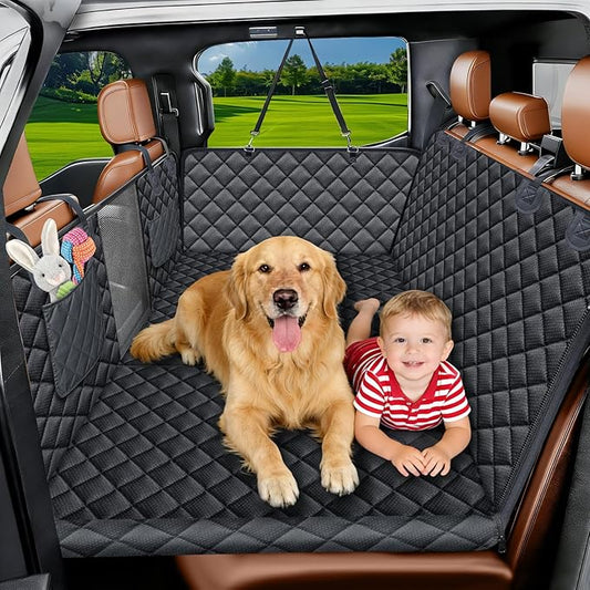 Back Seat Extender for Dogs, Hard Bottom Dog Car Seat Cover for Back Seat Support 420lbs Waterproof Back Seat Pet Cover for Dogs Scratchproof Large Dog Hammock Bed for Cars SUV and Truck