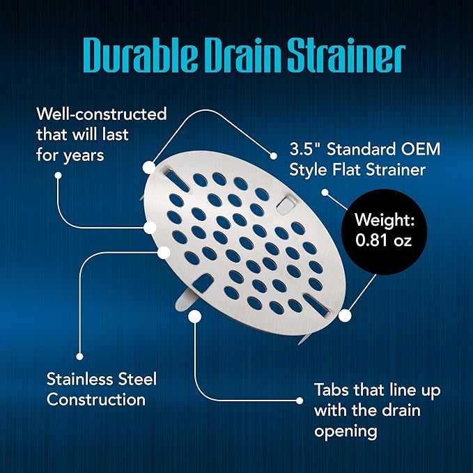 3.5-inch Commercial Sink Strainer on 3 Tier Sink Twist Waste Drain, Durable Flat Kitchen Strainer with Tabs, (not Meant for Residential use)
