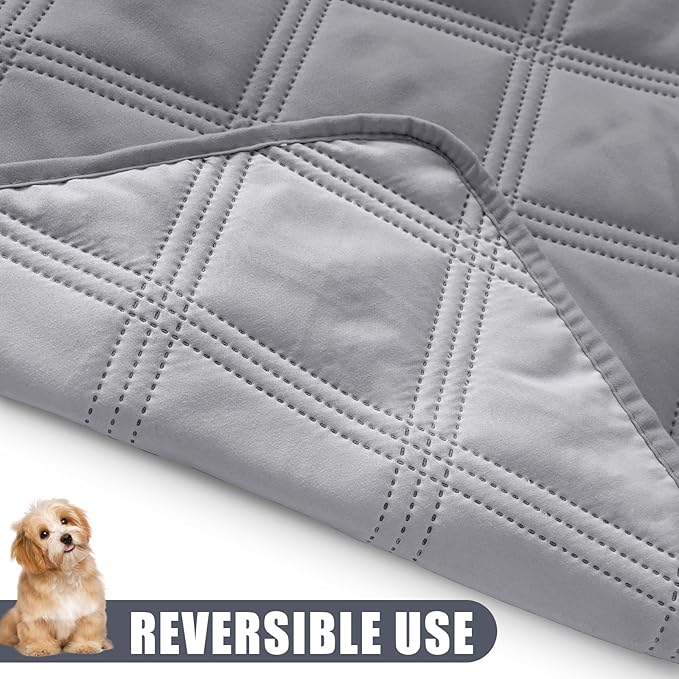 Smiry Waterproof Dog Bed Cover Blanket 82x82, Soft Reversible Pet Blanket, Washable Leakproof Cats Dogs Couch Cover for Sofa, Couch, Furniture, Lattice, Grey/Light Grey