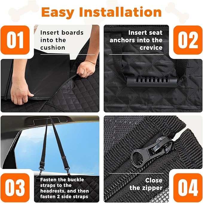 KingCamp Dog Car Seat Cover for Back Seat, Waterproof Scratch Proof Dog Hammock with Hard Bottom 600D Heavy Duty Nonslip Durable Seat Protector with Mesh Visual Window for Cars, SUVs & Trucks