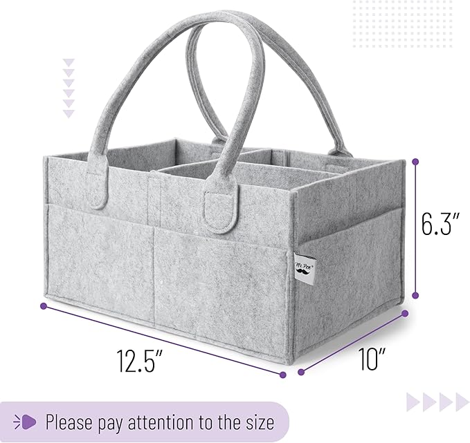 Mr. Pen- Baby Diaper Caddy Organizer, Gray, Medium, Nursery Storage Bin and Car Organizer for Diapers and Baby Wipes