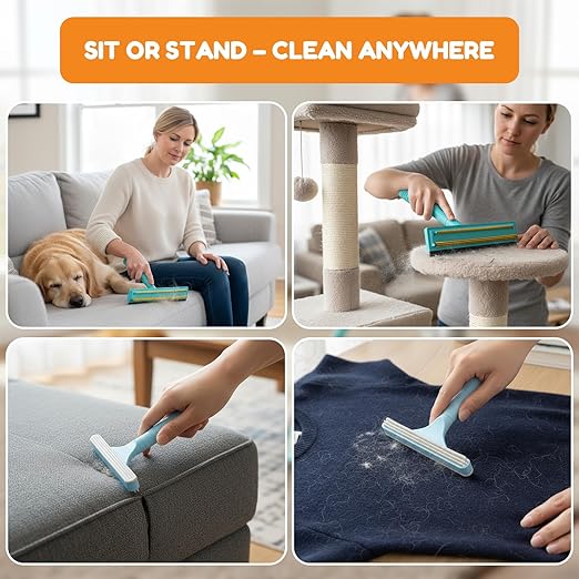 BoxZone 3 In 1 Carpet Rake for Pet Hair Removal Tool with Long & Short Handle and Rubber Detail Brush, Carpet Brush for Pet Hair, Deep Cleaning Pet Hair Removal Broom for Carpets Couches Rug Furniture