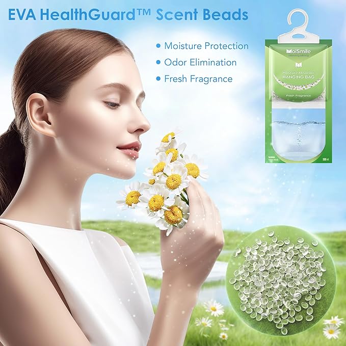 Moisture Absorbers Bag, Hanging Closet Dehumidifier Bags for Car, Bathrooms, Humidity Packs with Fresh Fragrance, 9.8OZ, 10 Pack