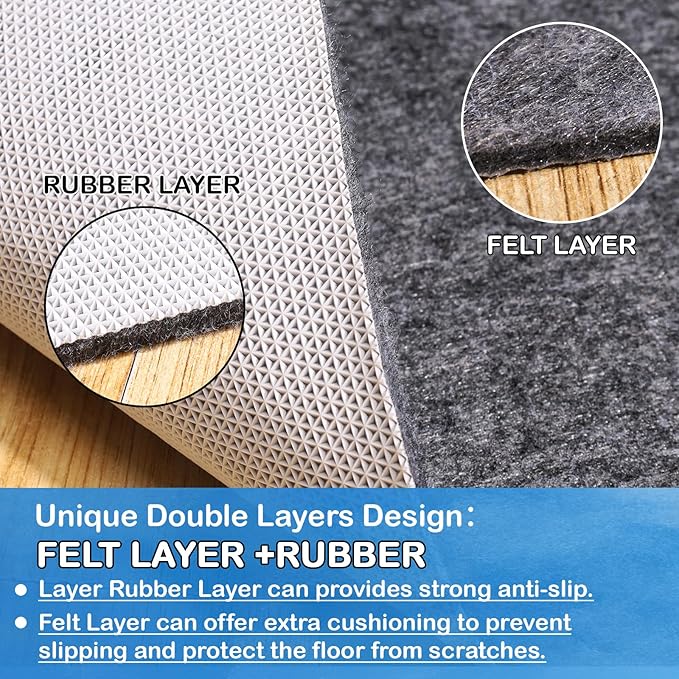 Non-Slip Rug Pads 2 x 20ft, 100% Waterproof Extra Large Area Rugs Non Skid Rug Pad for All Floors and Finishes Durable Hardwood Floor Protective Felt Keeps Rugs in Place, Safe and Secure