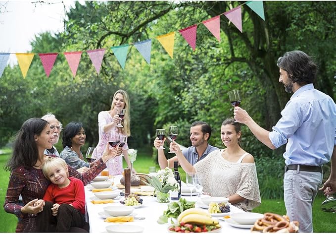 60 Flags Imitated Burlap Pennant Banner - Multicolor Fabric Triangle Rainbow Flag Bunting for Party and Festival Classroom Hanging Decoration