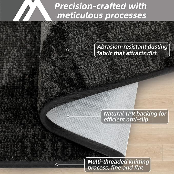 COSY HOMEER Entryway Rugs Doormat 32"x48", Non-Slip Absorbent Polyester, Washable Rugs for Front Door, Dirty Paws & High Traffic Areas, Dark Gray
