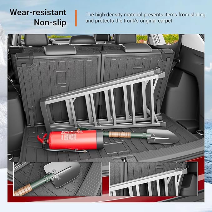 powoq 6&7 Seats Cargo Mat Compatible with 2018-2026 Volkswagen Atlas Trunk Mat Not Fit Cross Sport Backrest Mat TPE Replacement for 18-26 VW Atlas Accessories (Trunk Mat with Backrest Mats)