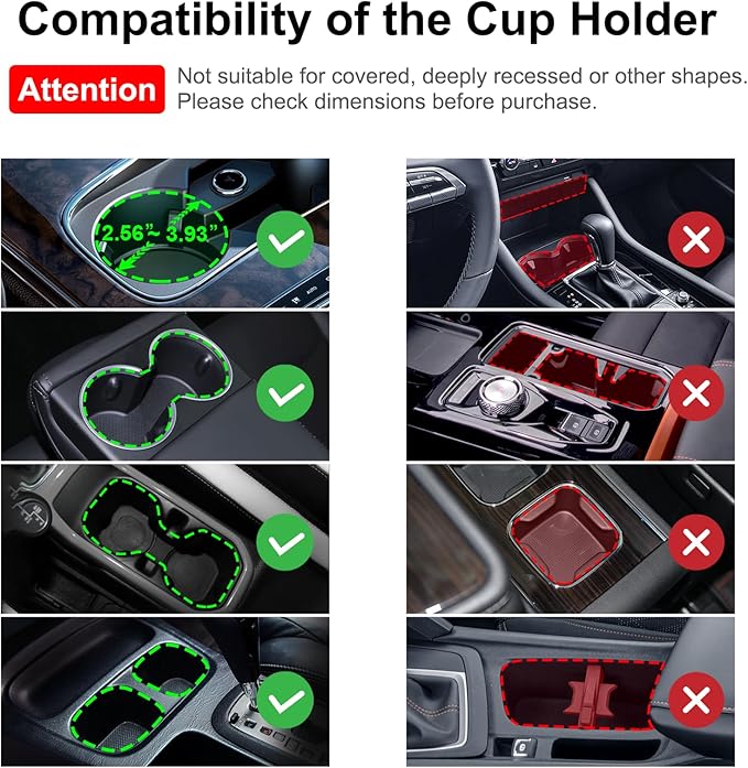 Cup Holder Expander, Car Cup Holder Expander for Yeti, Hydro Flask, Nalgene, Takeya, Camelbak, Ramblers, Owala, Tumblers, Mugs, Bottles in 2.6"- 4.8", No Tools Required