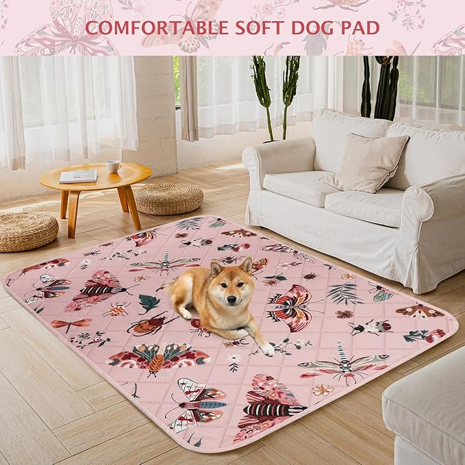 IEUUMLER Washable Pee Pads for Dogs, 1 Pack Insect Pattern Reusable Waterproof Puppy Potty Pads, Non-Slip Absorbent Pet Training Pads for Playpen Crate Bed EU014