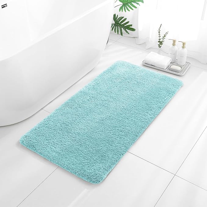 Aqua Haze Bathroom Rugs 24"x48" – Long Plush Non-Slip Bath Mat, Absorbent & Washable Microfiber Runner Rug – Perfect for Tub, Sink, or Washroom