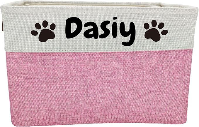 CPAKOWLGOO Personalized Dog Toy Basket Large Custom Dog Toy Box Foldable Dog Gift with Pet's Name for Clothing,Stuff