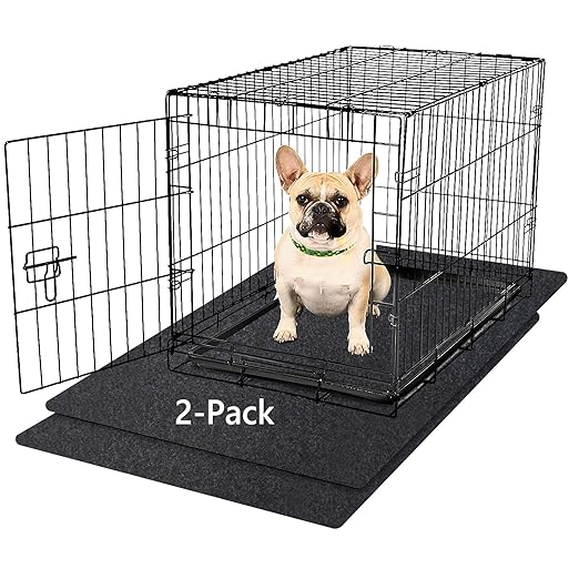 NYFITY Kennel Pad Dog Crate Mat Liner, Absorbs Urine, Waterproof, Non-Slip, Washable Puppy Pee Pad for Kennel Training - Under Pet Cage to Protect Floors, Thin Cut to Fit Design (48" x 29" - 2 Pack)