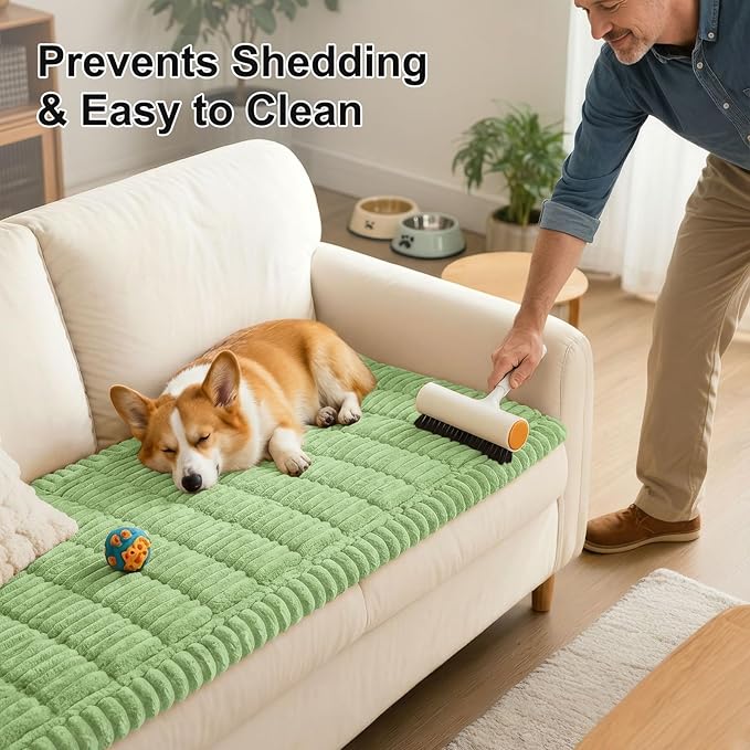 Smiry Couch Cover for Dogs, Non Slip Washable Sofa Protector for Pets, Soft Furniture Cover for Pet, Stylish Sofa Covers, Cozy Protect Against Fur, Dirt & Everyday Messes (Grass Green, 43" x 82.7")