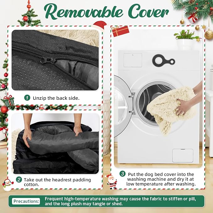 GGIB Calming Dog Bed Christmas Throw Blanket Fluffy Plush Dog Mat for Furniture Protector Decoration Holiday Throw for Sofa Couch Cover for Large Medium Small Dogs Cats (Medium, Beige)