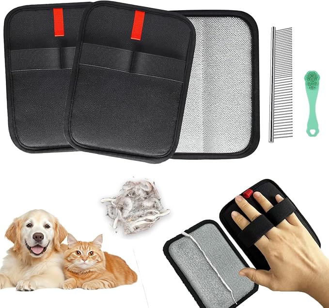 Pet Hair Removal Glove,Pet Hair Remover for Cat & Dog,New Upgraded Electrostatic Gloves Pet Hair,Reusable Electro Static Pet Hair Remover Electrostatic Gloves(2PC Red)