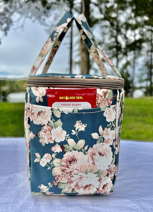 Kwang Min Insulated Insulated Cooler Bag,Reusable Large Lunch Bag for Women, Great for Outdoors,Camping,Party,Premium Quality,Adjustable Strap,Foldable