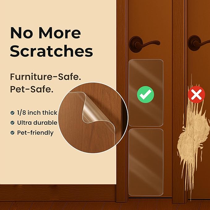 Dog Door Scratch Protector 2-Pack 6 x 17'' Transparent Pet Door Kick Plate Protection, Anti-Scratch Guard for Interior/Exterior Doors, Heavy Duty Cat Damage Prevention