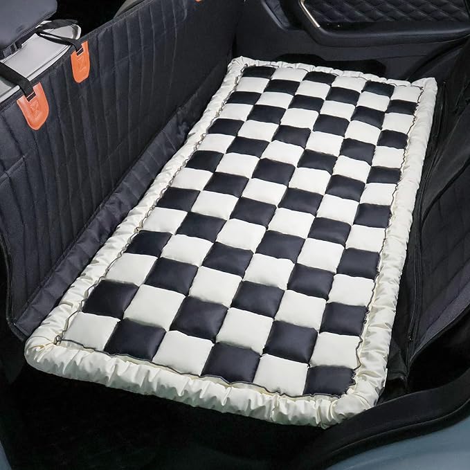 AEEISHOMEREFORM Dog Bed Mat for Car Back Seat，Waterproof Backseat Pet Bed Pad，Non-Slip Dog Car Seat Cover，Leather Pet Cushion Fit for Backseat Extenders and Trucks SUV (Black, 24.8x54 inch)