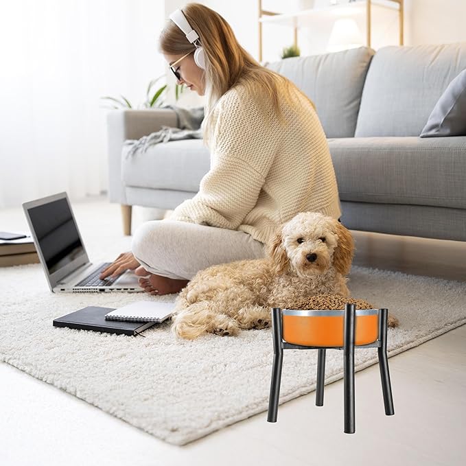 Lifted Dog Bowl Stand - Without Bowls, Single Raise Pet Food Table Adjustable Wide 7-11", Tall 12" - Bowl Stand Size Optional, Dog Bowls Holder Elevated for Small Medium Large Dogs Breed