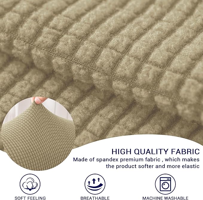 SUBRTEX Stretch Couch Arm Covers Set of 2, Checkered Sofa Arm Slipcovers, Anti-Slip Armrest Covers for Recliner and Armchairs, Pet Proof, High Stretchy, Hook & Loop Tape, Sand Yellow