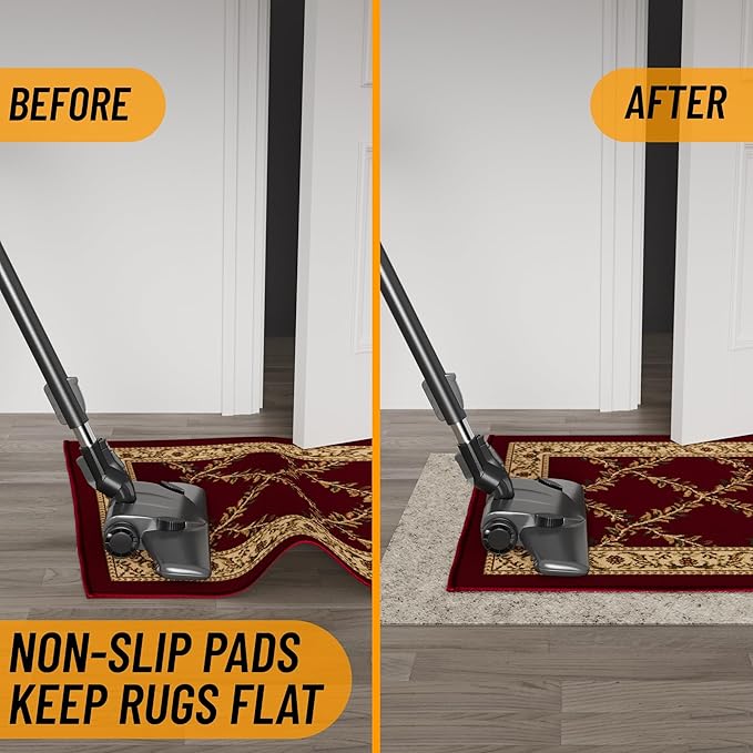 Ottomanson 2'7" x 7' Non-Slip Rug Pad Gripper 1/12 Inch Ultra Thin Dual Surface Felt + Rubber Gripper - Safe for All Floors, Cream